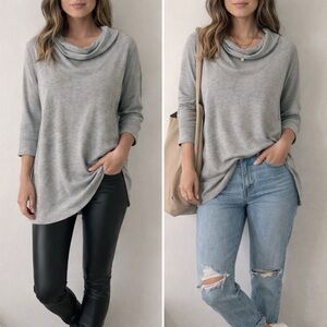 Mod-O-Doc Women's Gray Cowl Neck Sweater